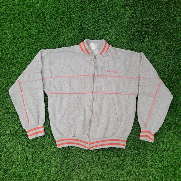 Vintage ADIDAS Fleece Track Jacket Womens Medium 20x21 Baggy Crop - Picture 1 of 14